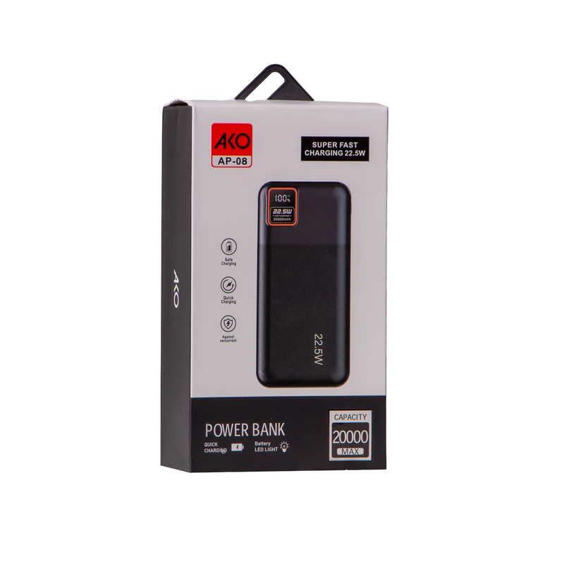 پاوربانک آکو مدل AP-08 با ظرفیت 20000 میلی آمپر ساعت